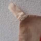 6 old linen tea towels ecru red stripes monogram b.c.