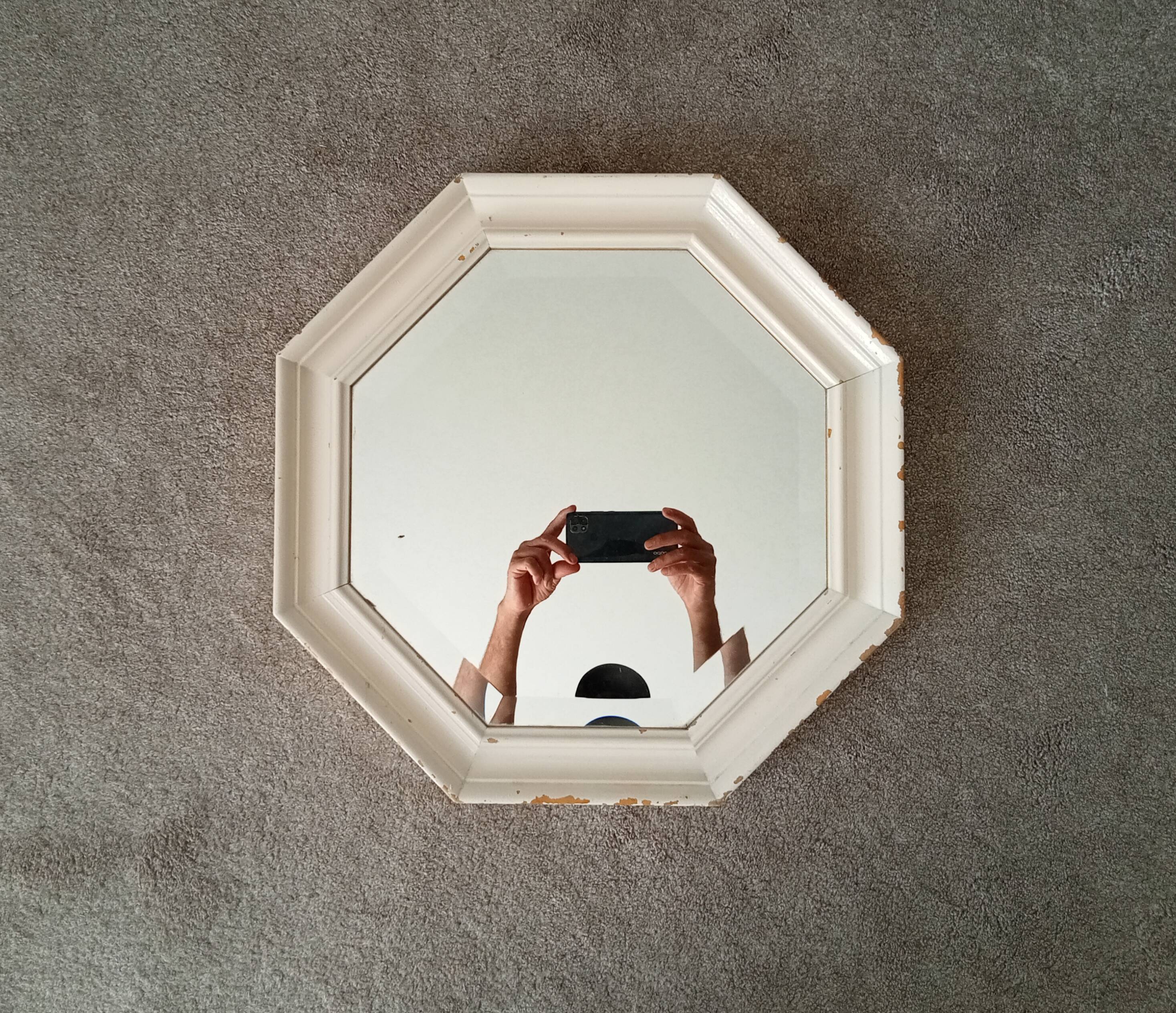Miroir vintage octogonale biseauté style shabby chic