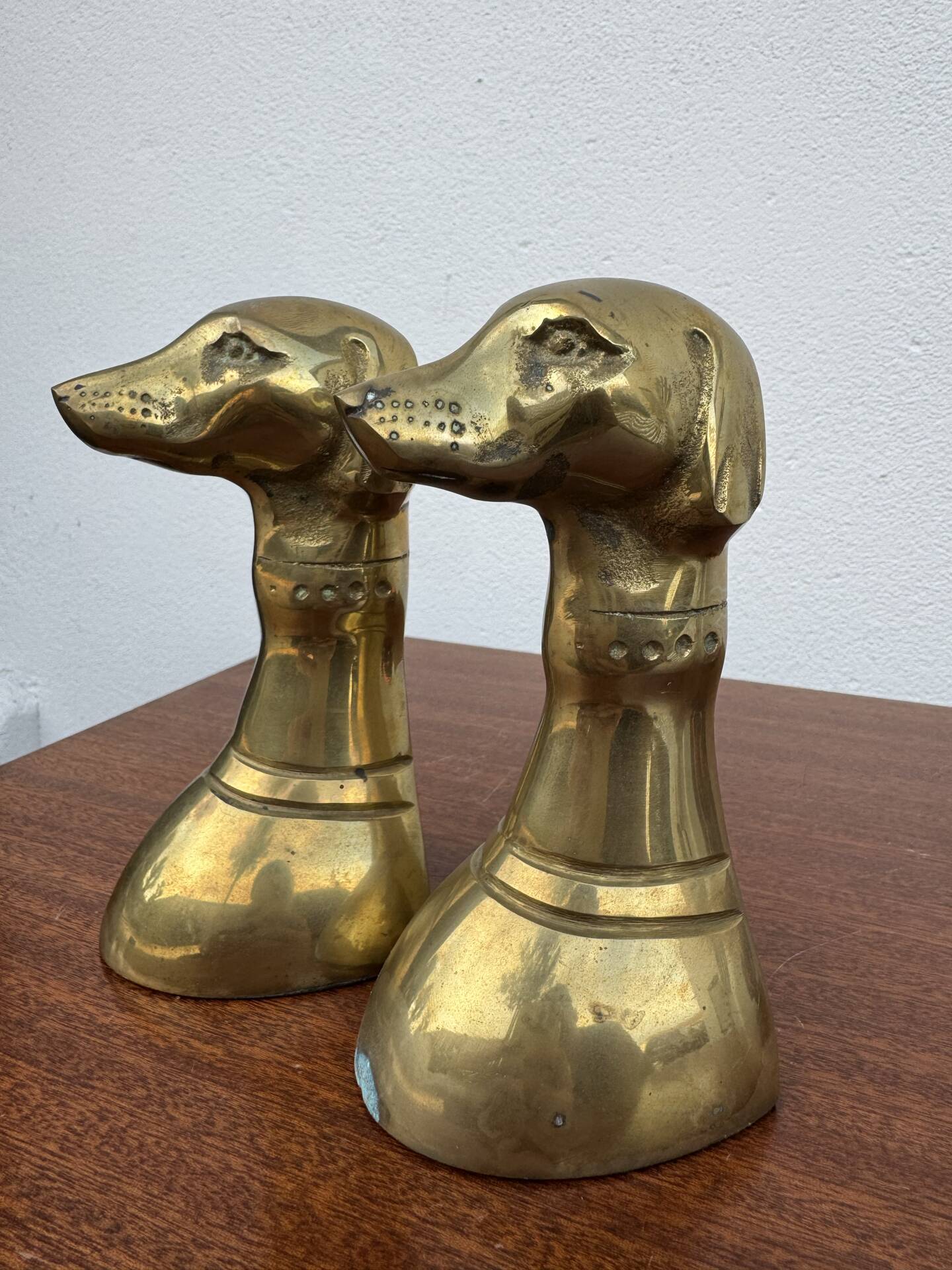 Dog bookends, solid brass, 1970s.