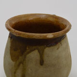 Pot in glazed beige brown terracotta, southwest of the France