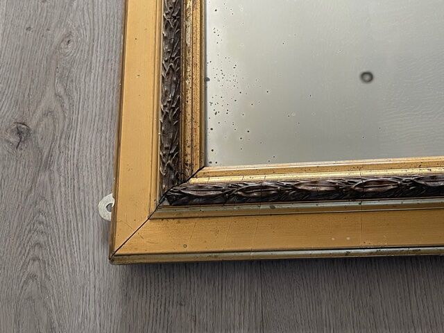 LARGE MIRROR OF FIREPLACE WOOD AND STUCCO DORE XIX EME NAPOLEON III