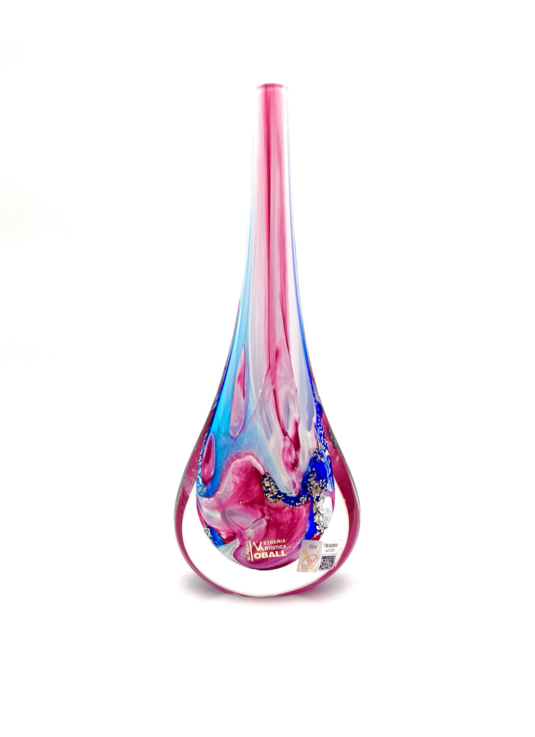 Murano Vase Goutte OBALL - Double Labels - 24k Gold - H30cm - New