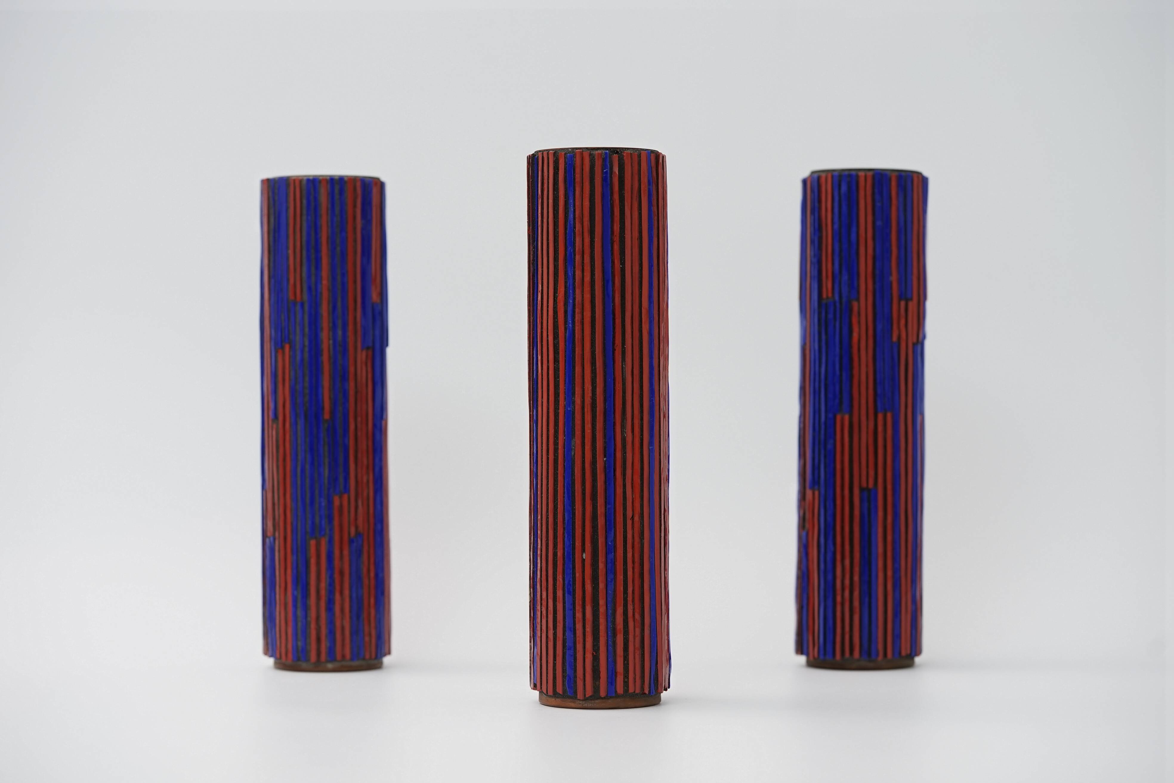 Pottery Mosaic Vases by W. Zimmermann for Ritter set of 3