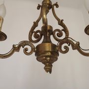 French Vintage Bronze Art Nouveau Style 3-Light 3-Sided Cage Chandelier