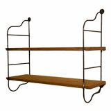 1960s steel and oak veneer wall shelf