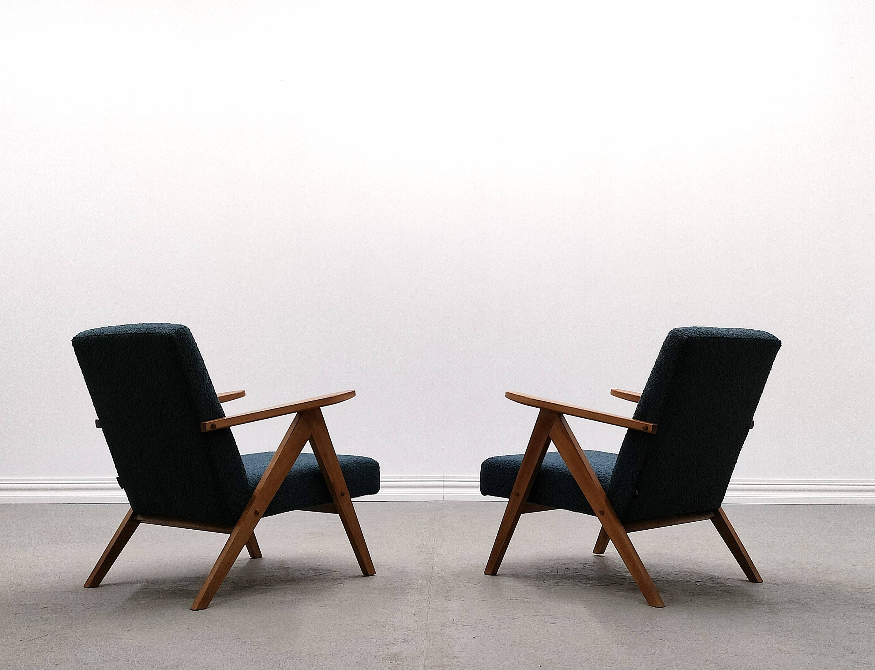 Mid Century Easy Chair Model B - 310 Var in Blue Boucle