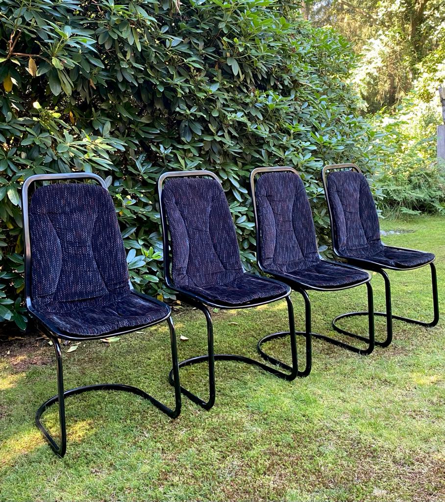 Set of four black highback dining chairs,  1970s