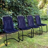 Set of four black highback dining chairs,  1970s