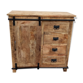 Meuble d'appoint en bois avec une porte coulissante et 4 tiroirs