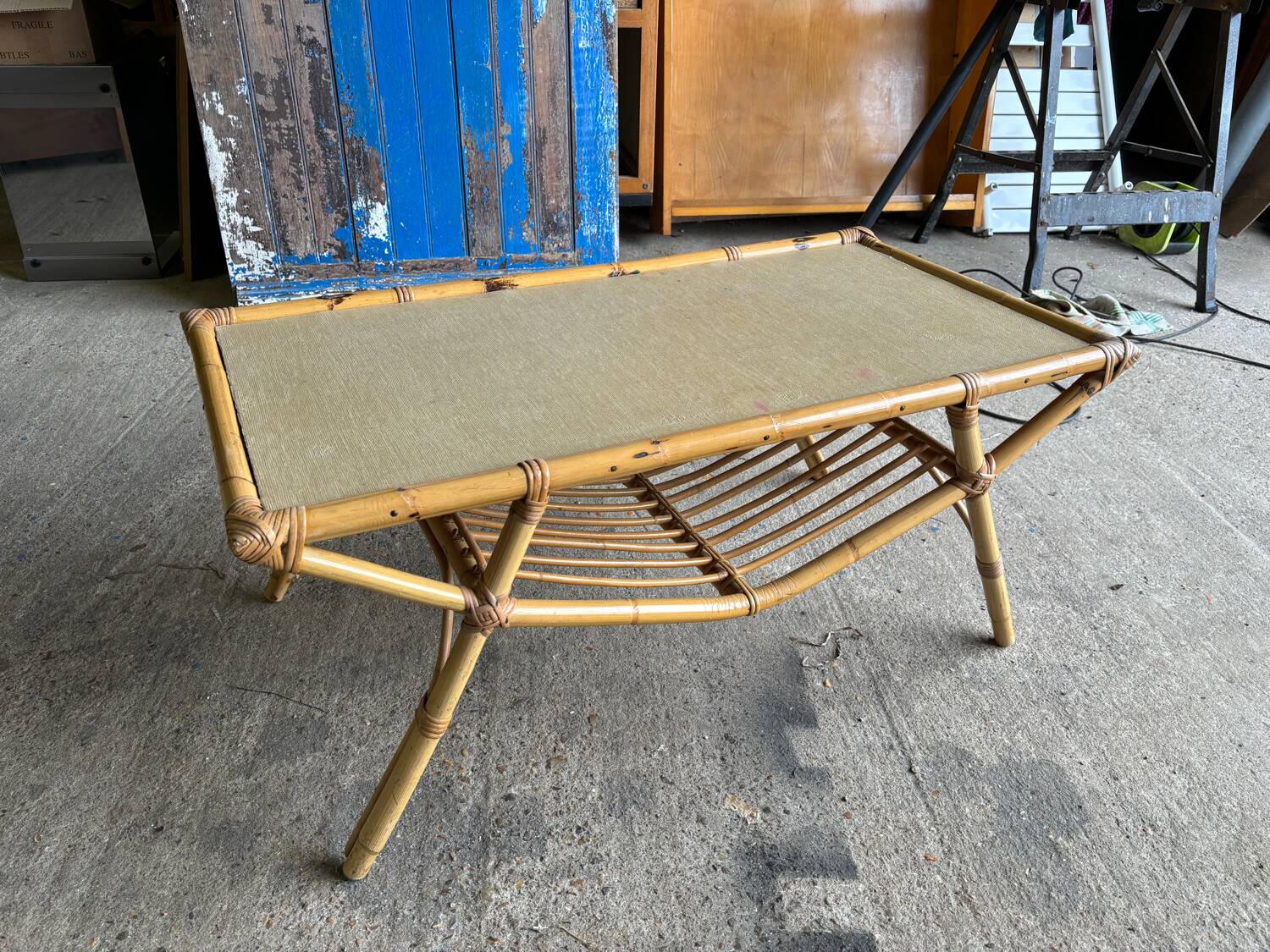 Vintage rattan table