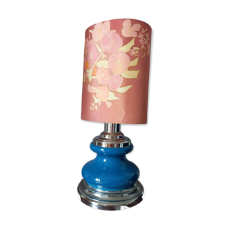 Lampe céramique bleu et alu