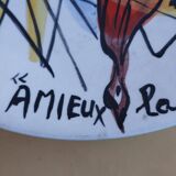 Assiette des frères Amieux par Marius Bessone et AnnaRay- Vallauris vintage - années 50 60