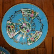 set of 4-piece dessert service pie dish, compotier, fruit cut and shady floral décor