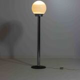 Chrome floor lamp with large opaline globe, Italy 1970s