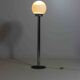 Chrome floor lamp with large opaline globe, Italy 1970s