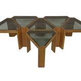 Vintage Set of 3 side tables by Porada Arredi, 1970s nesting tables design