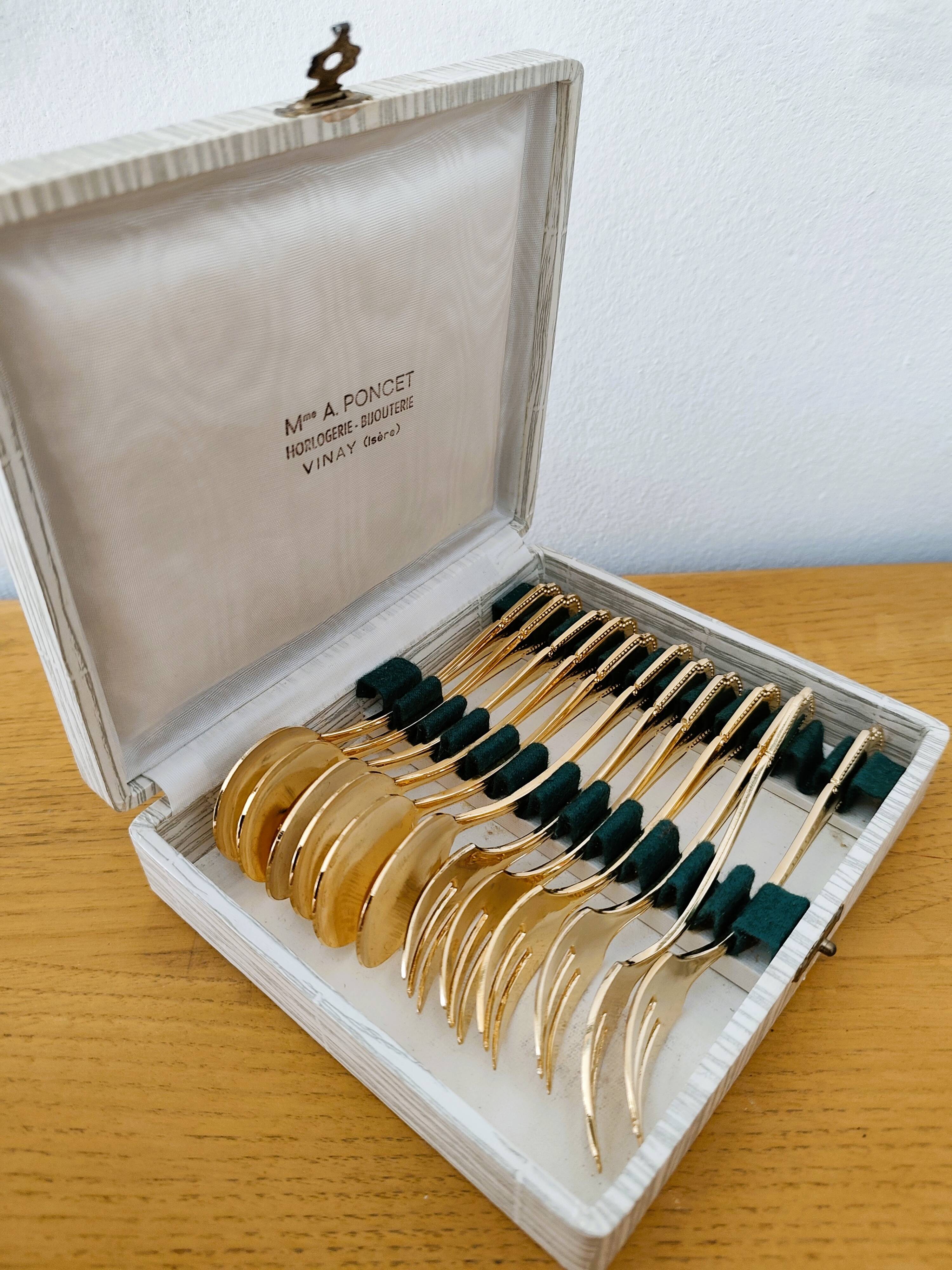 Vintage gold dessert forks and spoons