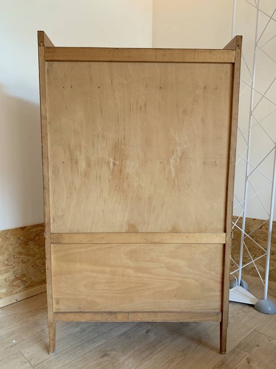 1950s oak secretary with sliding doors