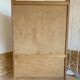 1950s oak secretary with sliding doors