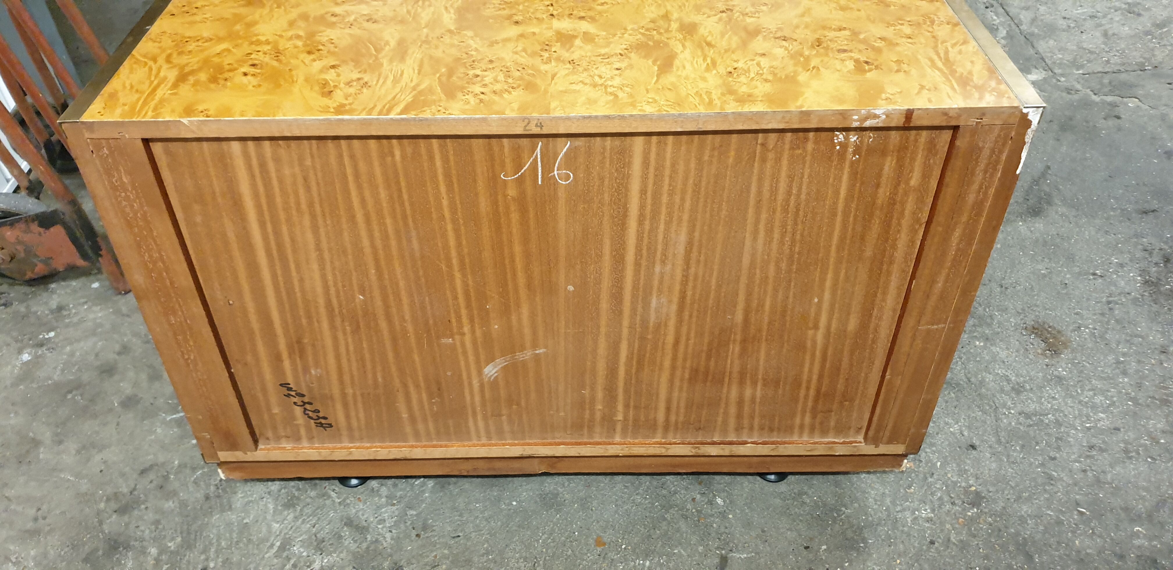 Buffet low elm magnifying glass circa 70