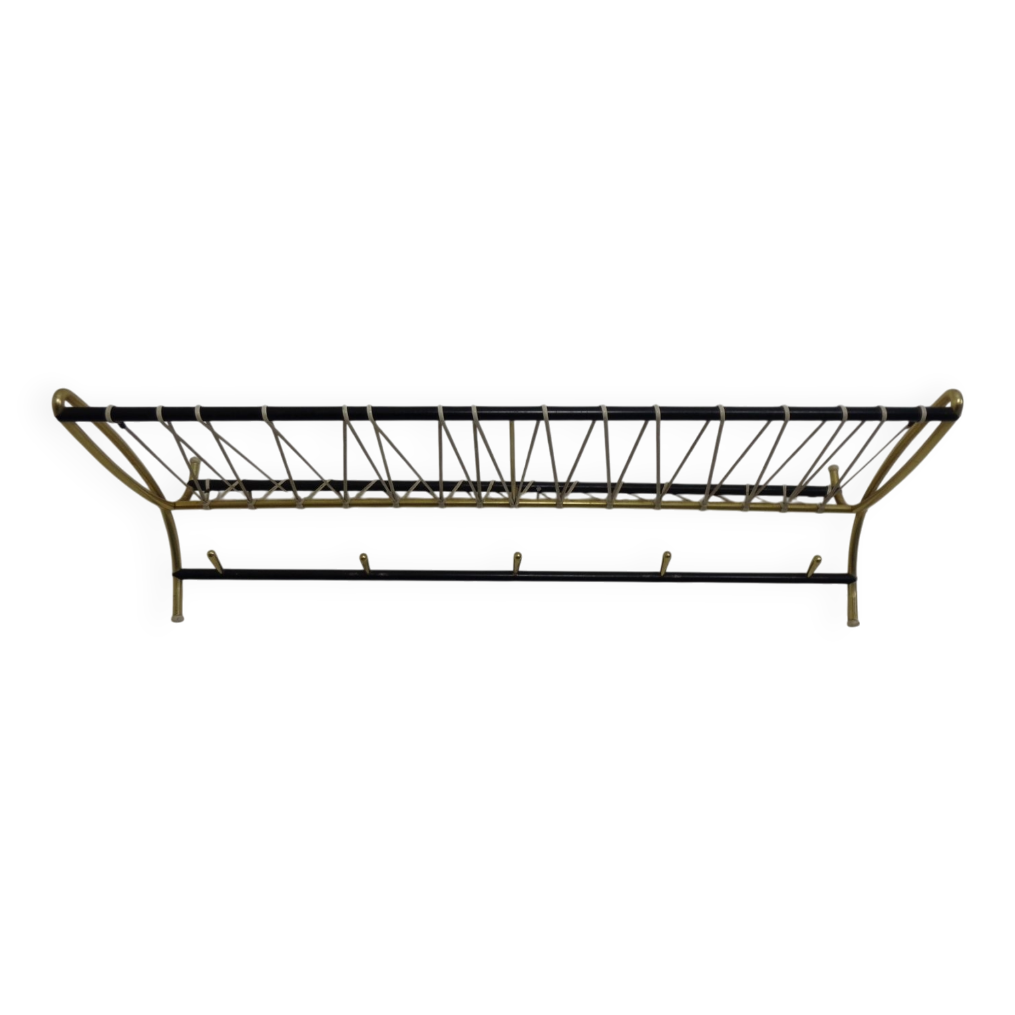 Vintage German wall coat rack with hat rack, 1950s