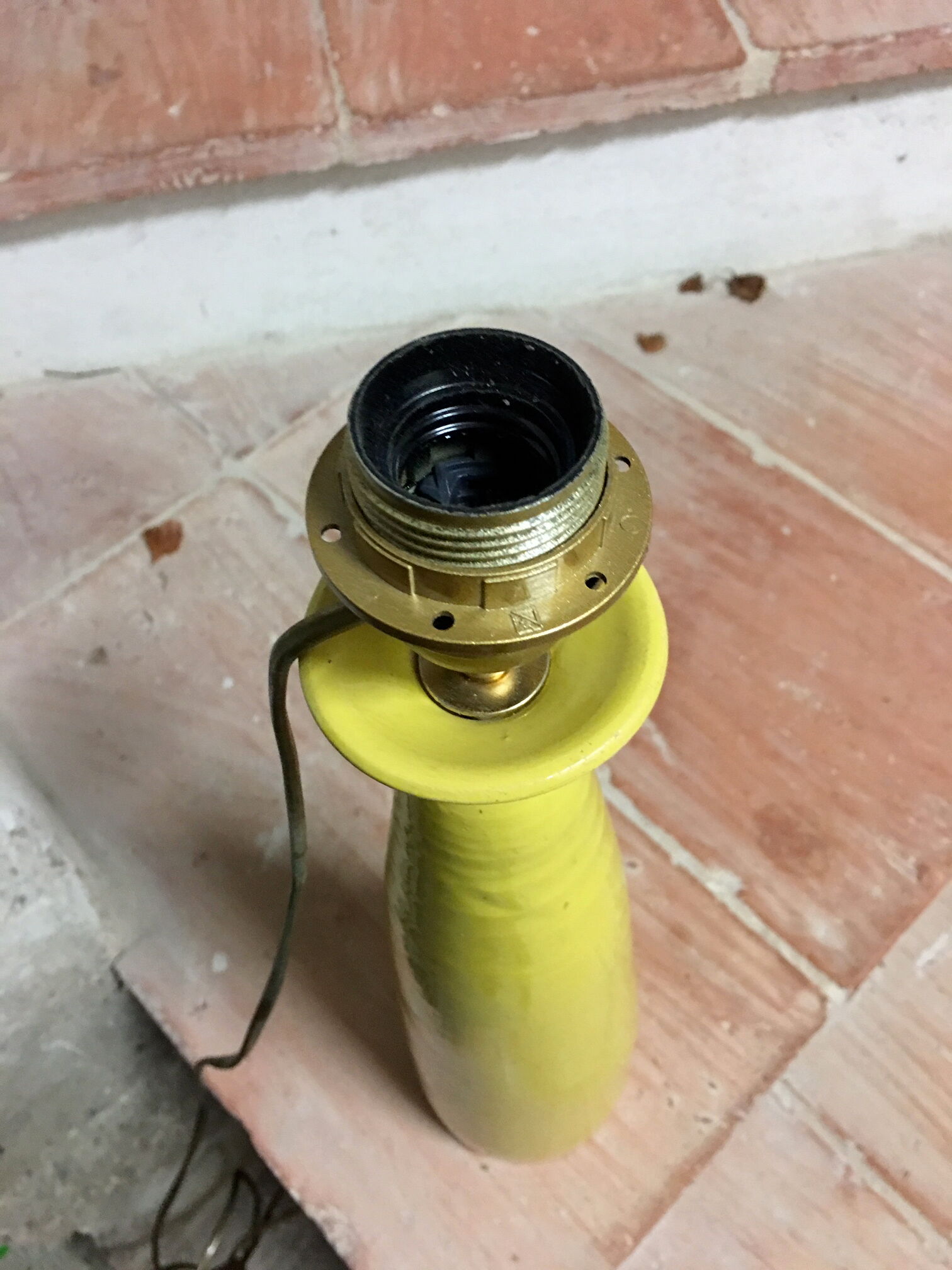 Yellow ceramic lamps pair