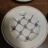Set of six Badonviller soup plates with Normandy decor
