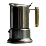 Small silver and gold Italian coffee maker Alpu-F Puppieni in stainless steel