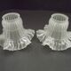 Pair French 1930s White Opaque Patterned Glass Replacement Shades 0161