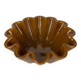 Plat à gâteau en céramique ocre