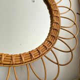 Old vintage rattan mirror