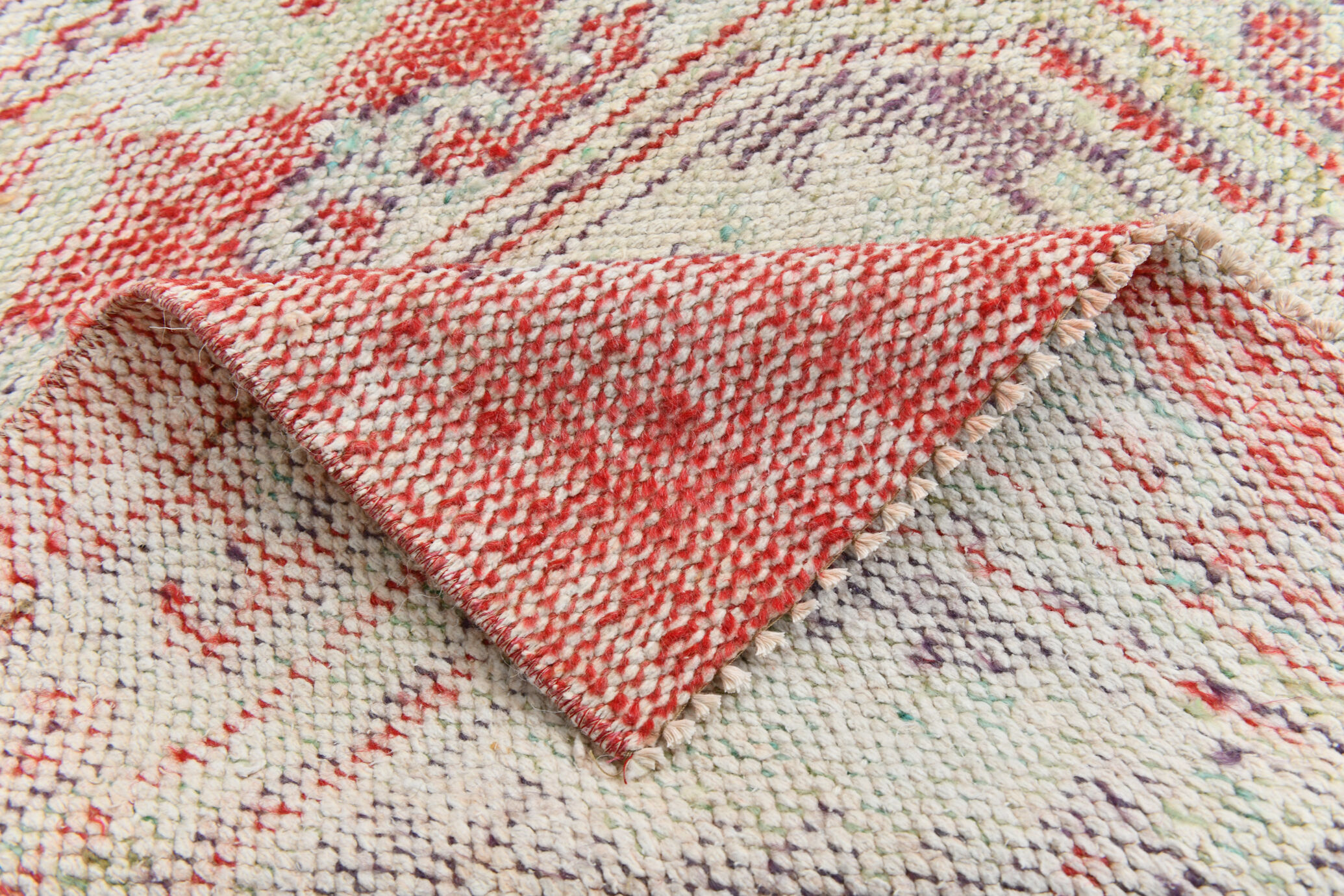 3x9 red & beige vintage runner rug 82x269cm