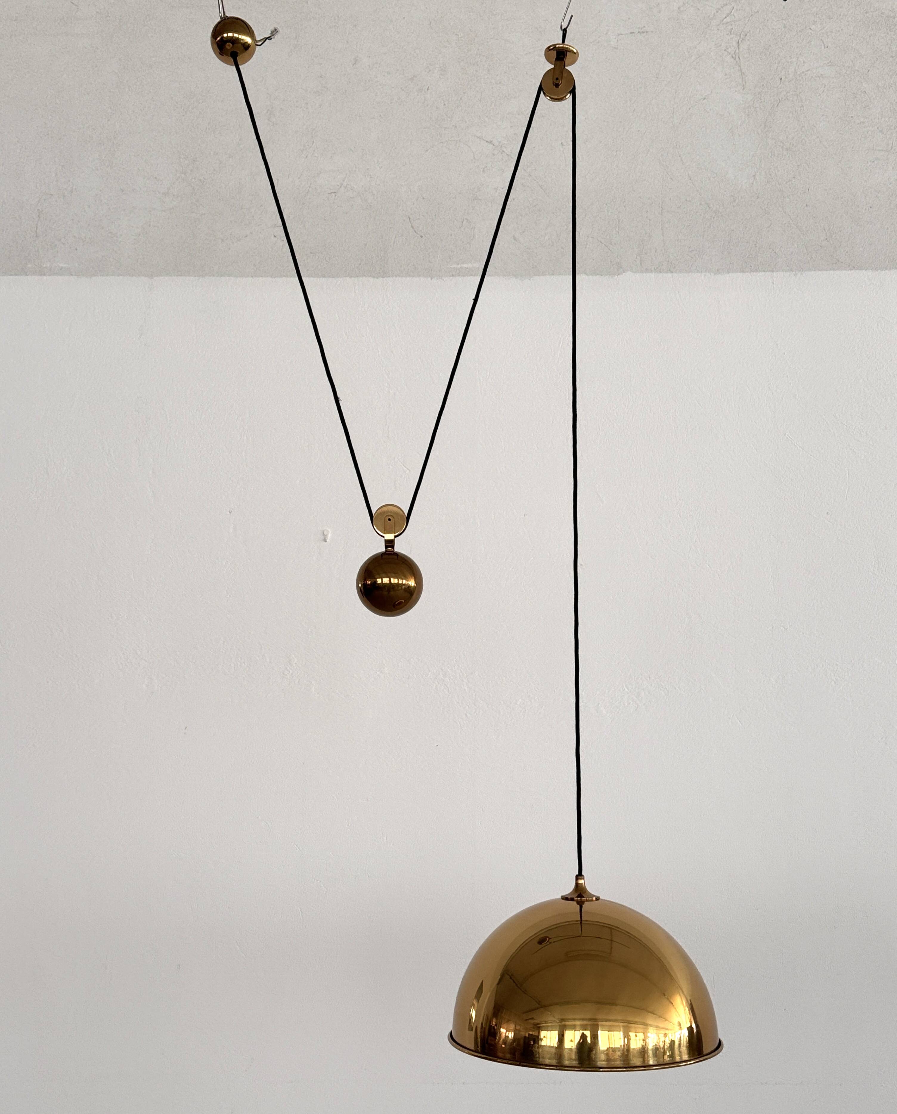 Florian Schulz Brass Pendant with Rotary Wheels and Counterweigh