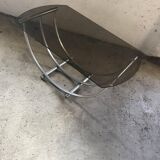 Bauhaus style coffee table in smoked glass and silver metal, Italy 1960s