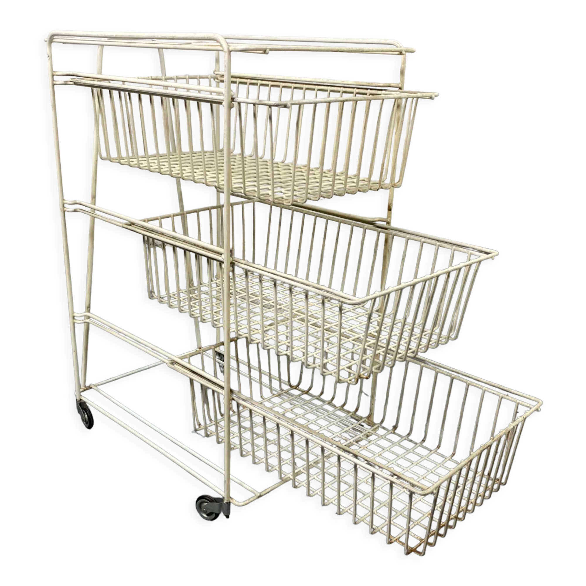 Vintage vegetable locker 3 baskets on wheels