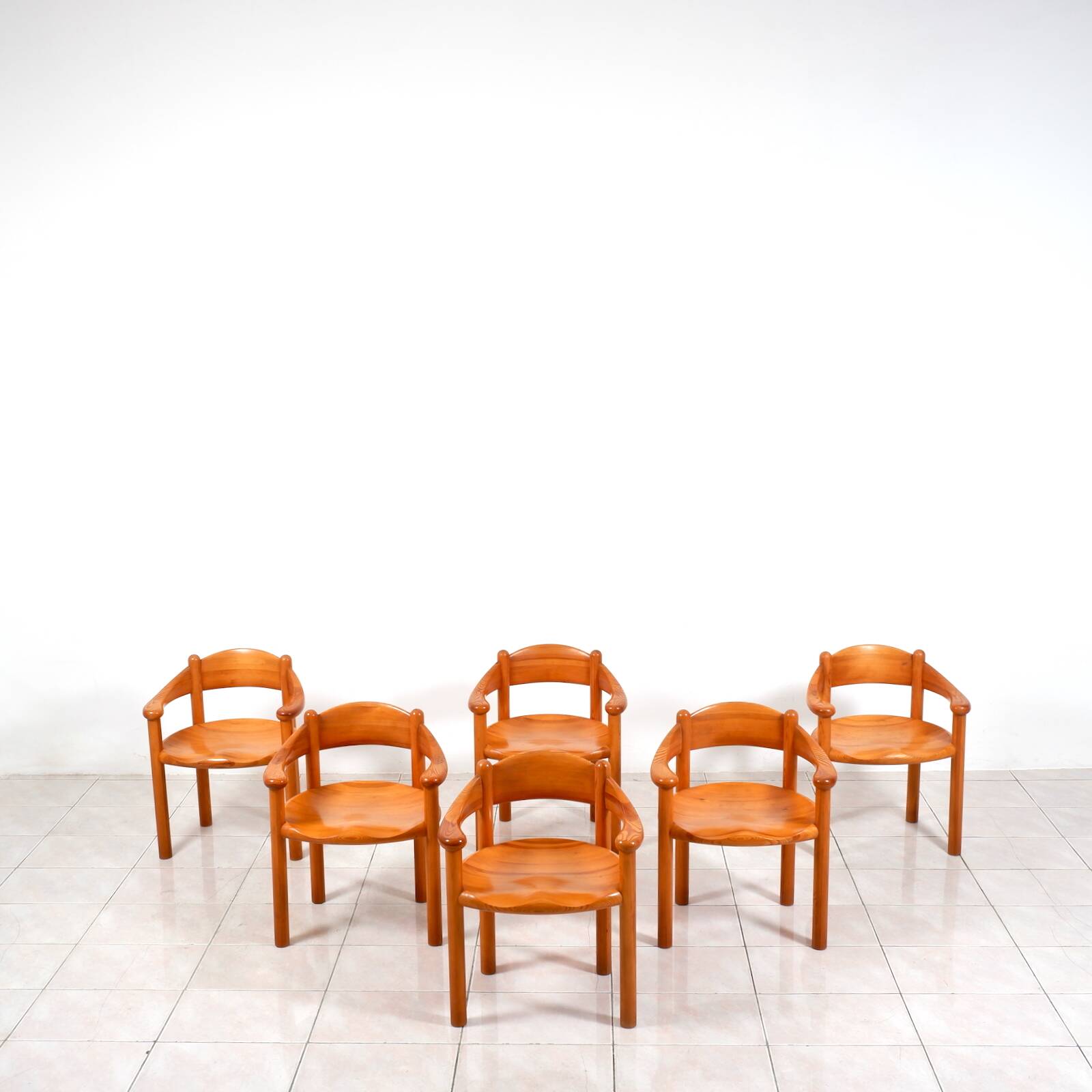 Set of 6 solid pinewood armchairs by Rainer Daumiller for Hirtshals Sawmill