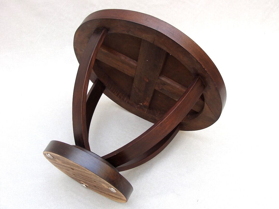 1930 wooden coffee table, double lyre foot