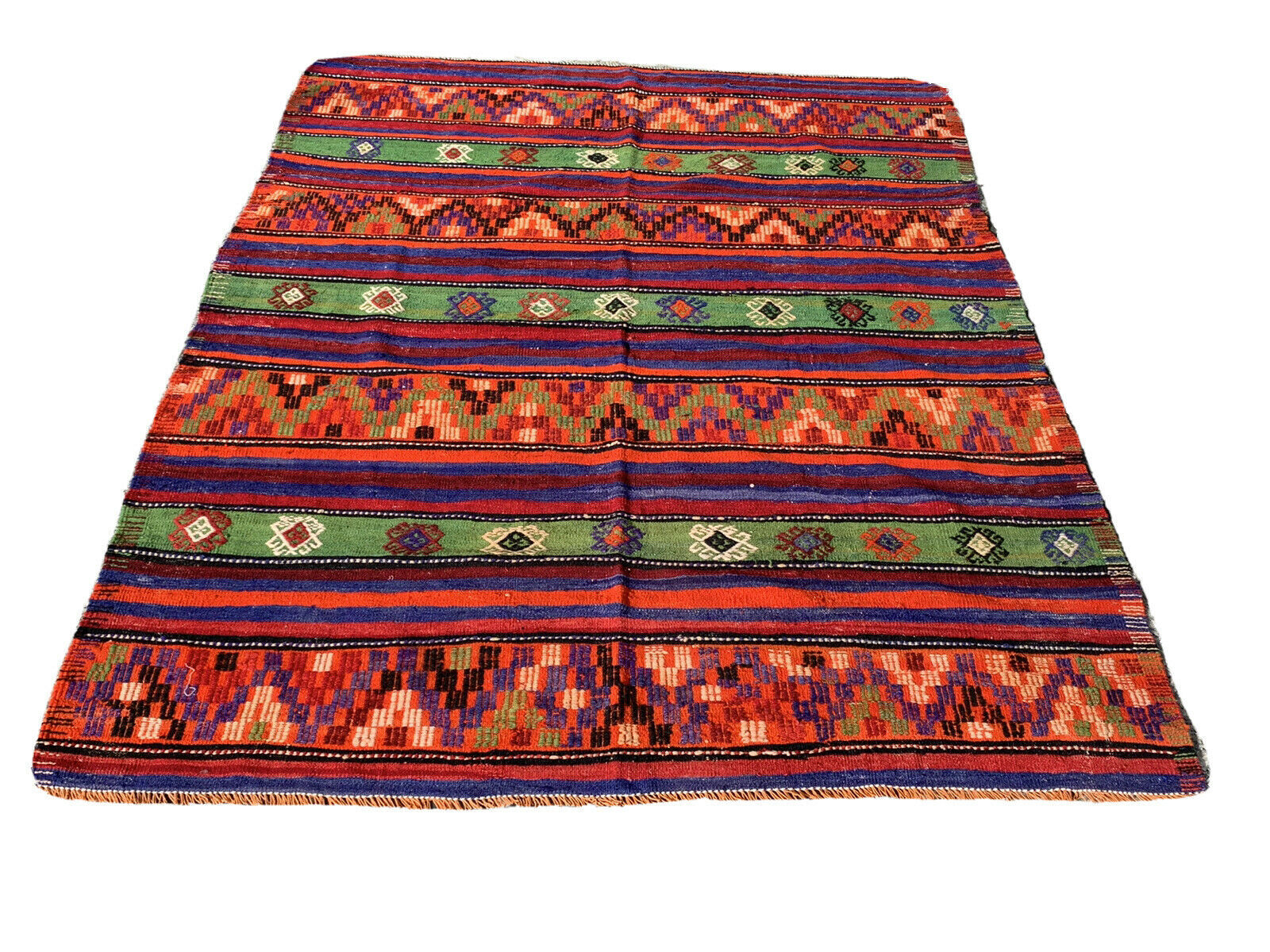 Traditional kilim carpet turkish shabby vintage country house in kelim wool 220x174 cm