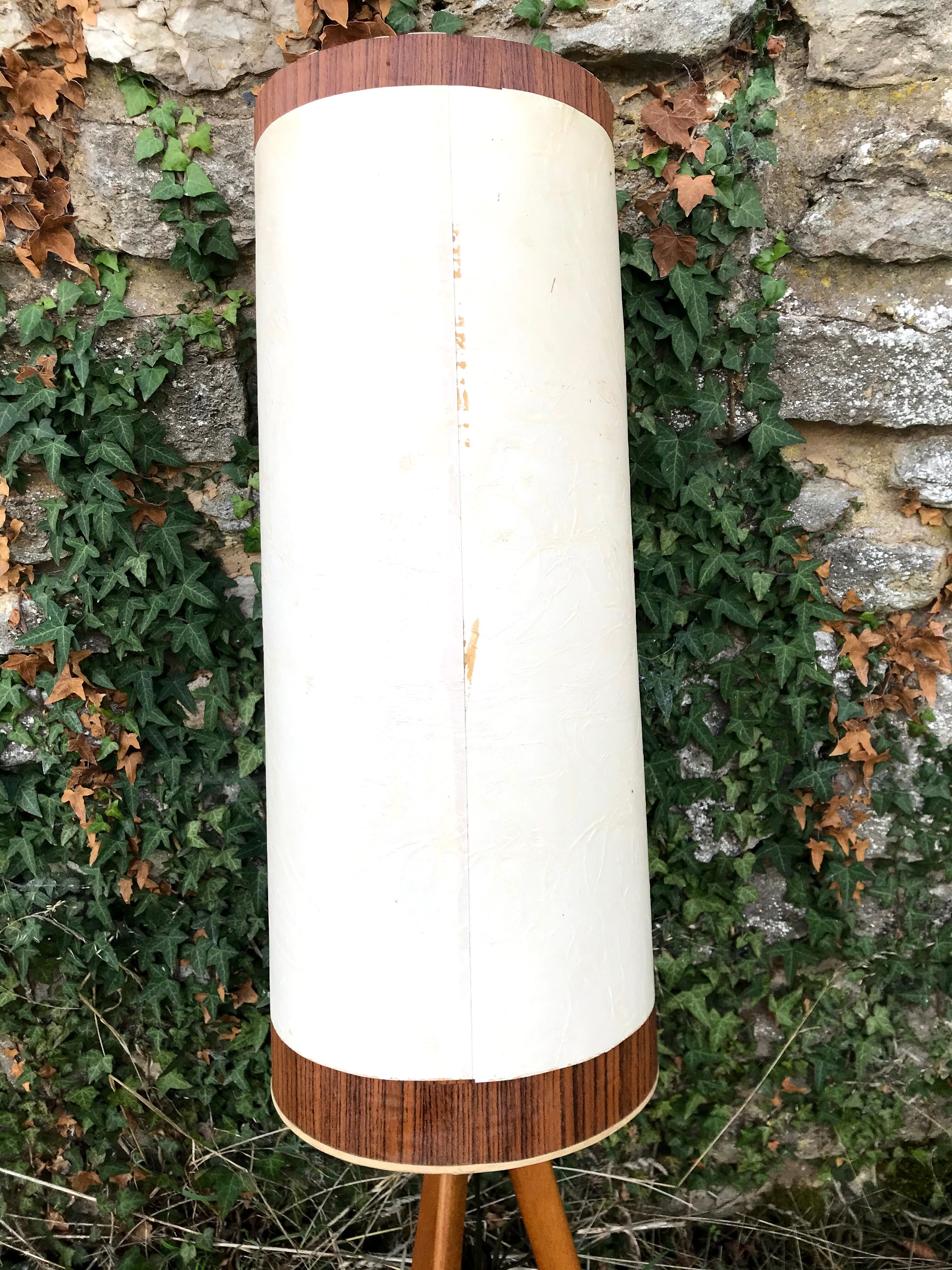 Tripod lampfloor, with vintage conical lampshade, 60s