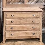 Commode ancienne vintage en chêne massif brut - pieds compas