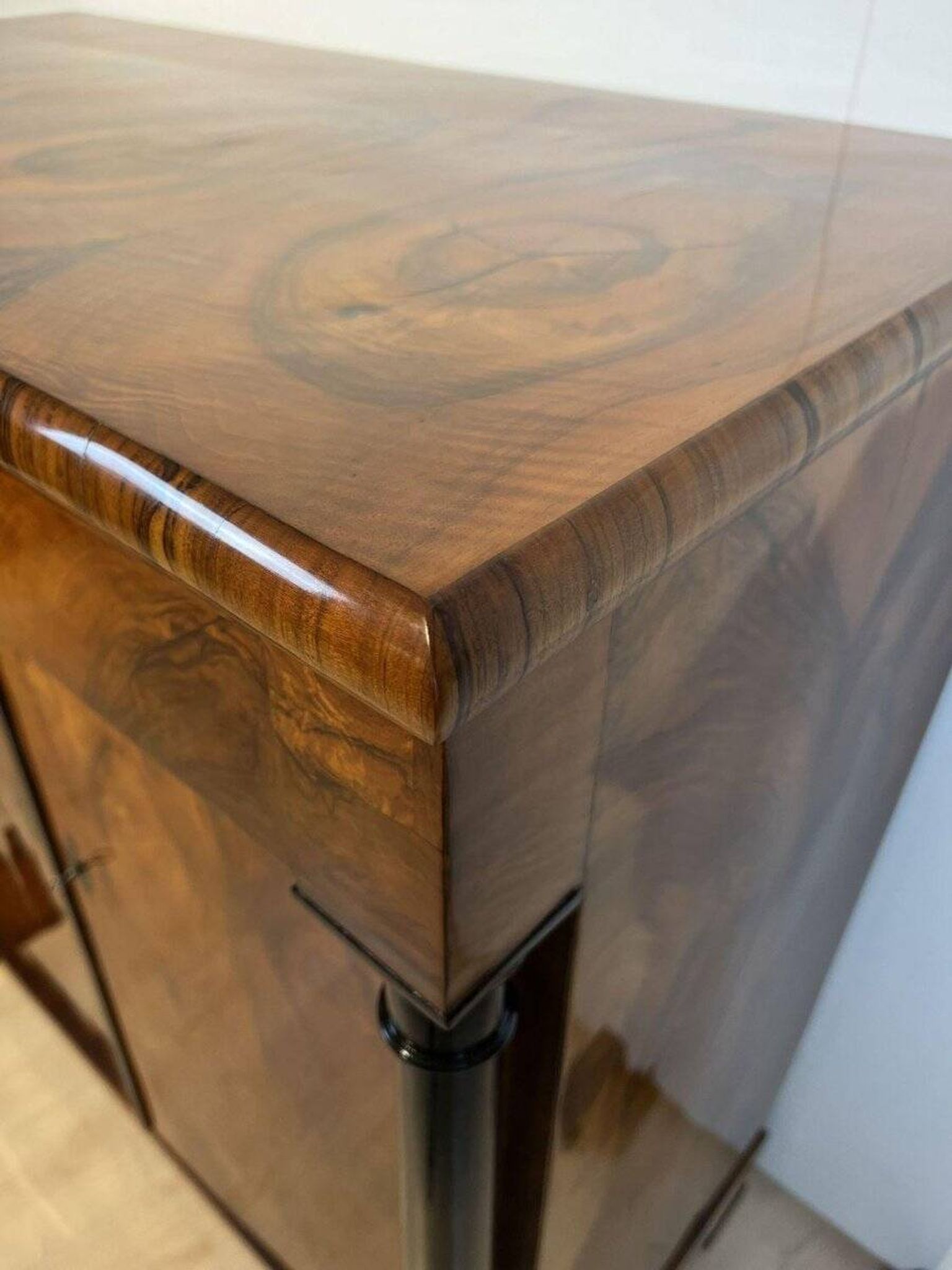 Large Biedermeier Half-Cabinet in Ebonized Walnut, South Germany, 1820