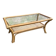 Light rattan coffee table with vintage 1970s caning.
