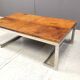 Table basse en cuir et chrome, années 1970