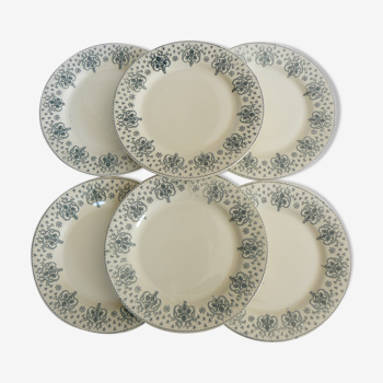 Lot de 6 assiettes plates terre de fer de Salins, modèle Palme