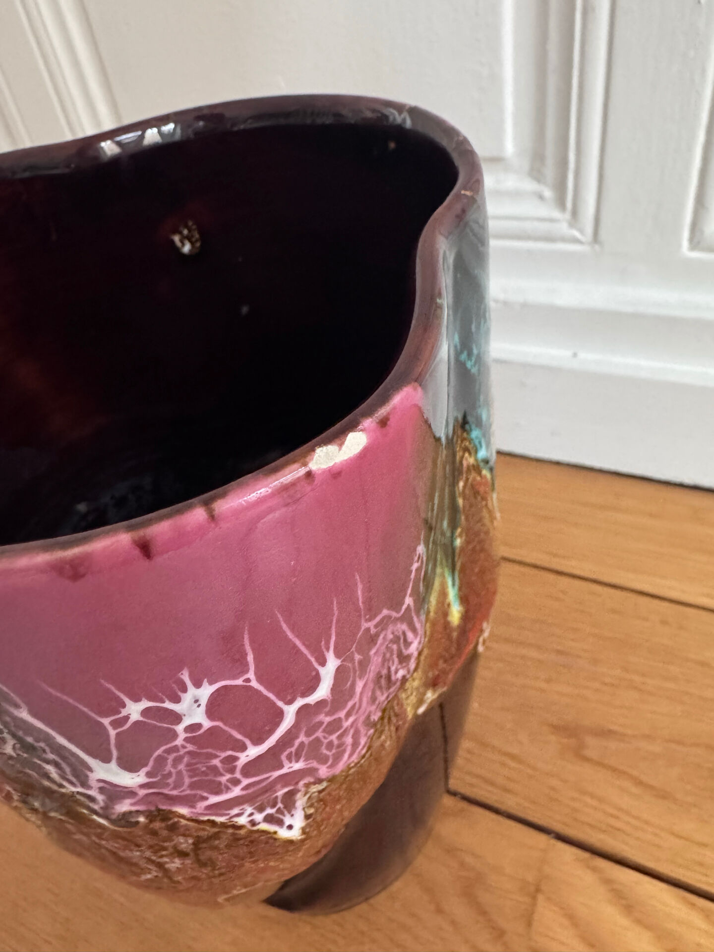 Large multicoloured lava vase