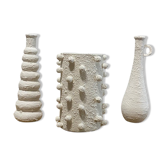 Set of 3 white sandstone vases