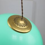 Mid-century italian brass and plexiglass pendant lamp, set of 2