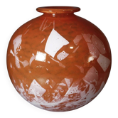 LORRAIN Daum Croismare Nancy Large orange and white marbled vase 1920s