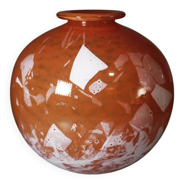 Lorrain daum croismare nancy grand vase orange & blanc marmoréen 1920s