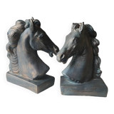 Pair of Horse Bookends with Flaming Manes. Ceramic.